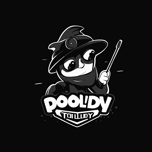 CodeWaPoly, vector art logo design, cartoonistic, black color