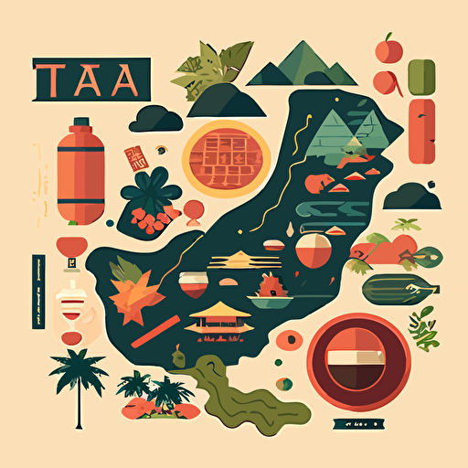flat vector art, map of taiwan