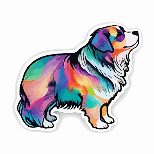 vector art of a dog illustration stickers, vivid colors, colorful, pastel cute colors, white background