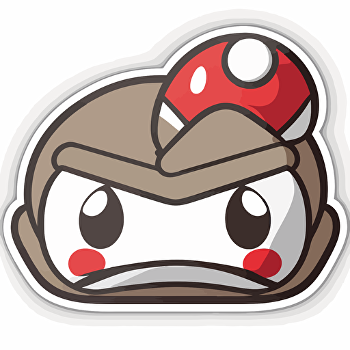 sticker, Brutus Buckeye, kawaii, contour, vector, white background