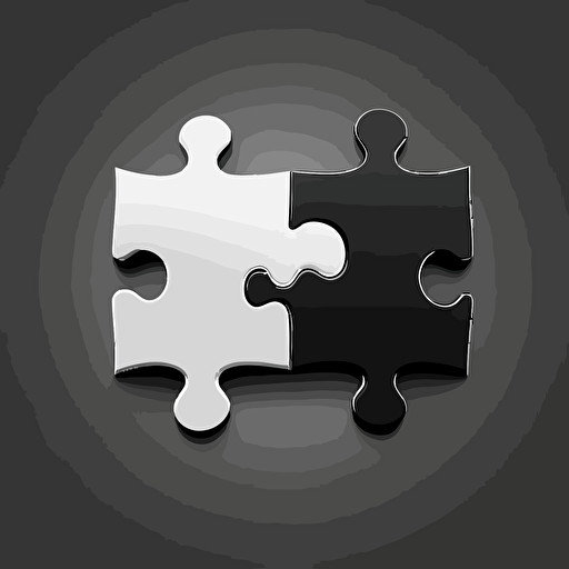 two puzzle pieces that are mismatched and not together, black and white, white background, vector image,