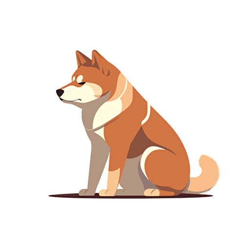 flat 2d vector, Shiba Inu wearing in anime style, 2/3 left side profile shot, Vector illustration, white background