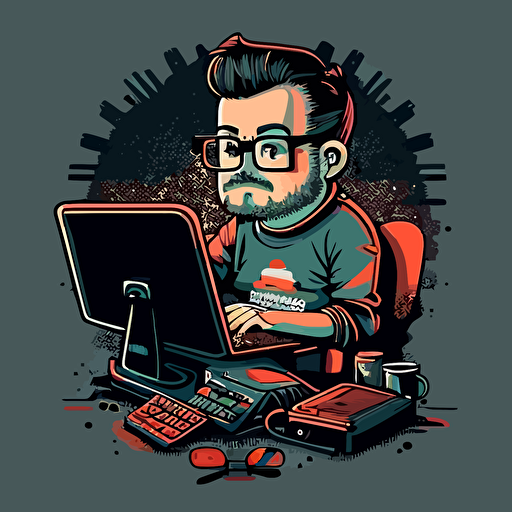vector art simple computer nerd