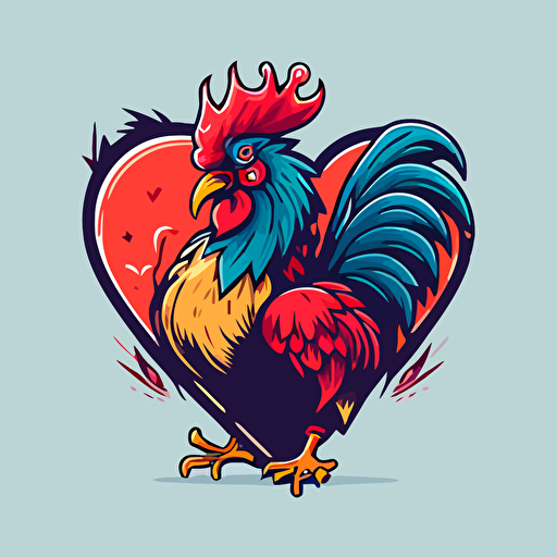 rooster heart logo cartoon vector