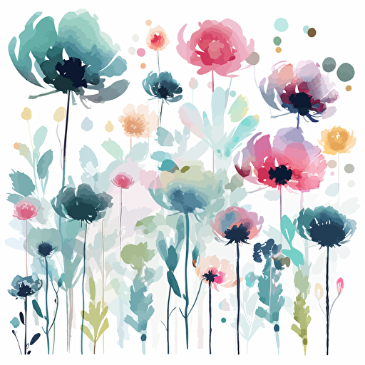 minimalistic mothers day flowers, use pastel colors only in waterbrush style, 2d clipart vector, hd, white background