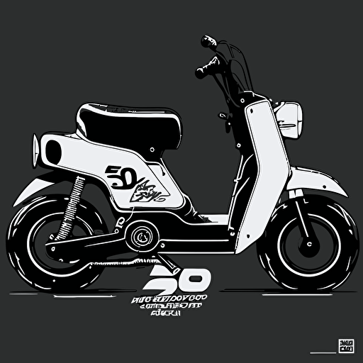 Honda NPS 50 Zoomer scooter, black and white logo, vector