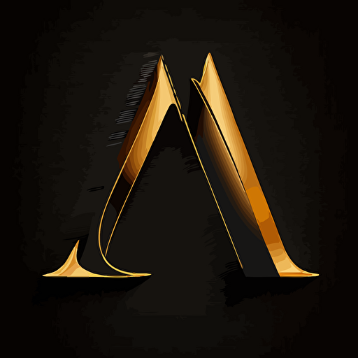 Letter '''A''' '''M''' logo, minimal, vector, simple, Black golden color, black background