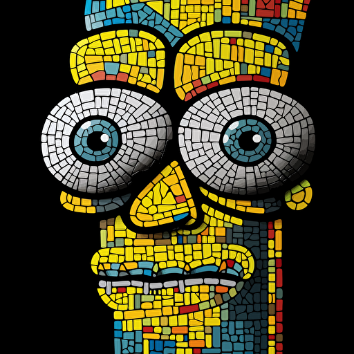 Picasso style Bart Simpson face. Close up. Highly detailed. Vector image. Drawing. Black background. 16k.