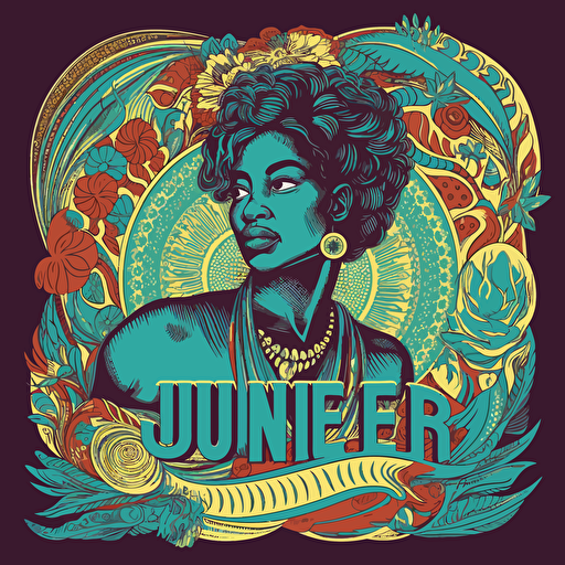 vector illustration of Juneteenth 1865 celebration in vivid colors