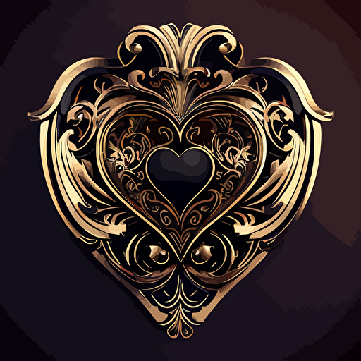 a heart shape poker cards logo design vector illustration, in the style of cristina mcallister, gilded age, high-contrast shading, petros afshar, blink-and-you-miss-it detail, symbolic elements, high resolution