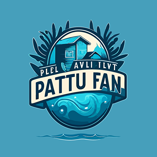 a vector logo about a renting pool company. Must be blue and contain a drop of water