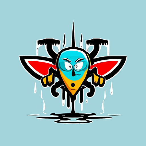 a mascot logo of a drone spraying water, simple, vector