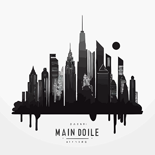 modern iconic logo of a skyline, black vector, on white background