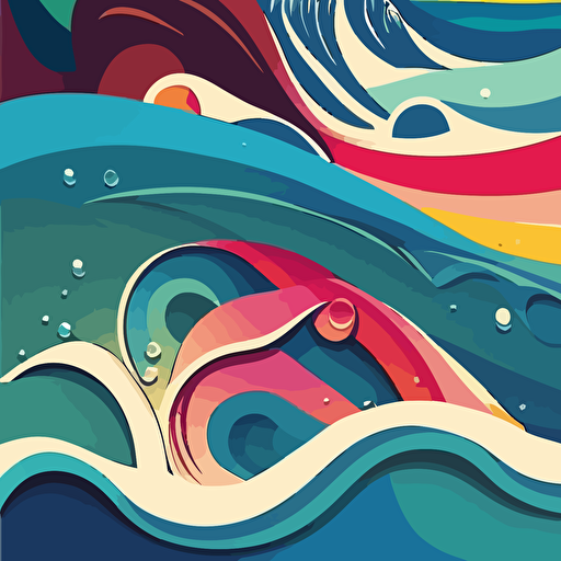 fun vector art, colorful, ocean water