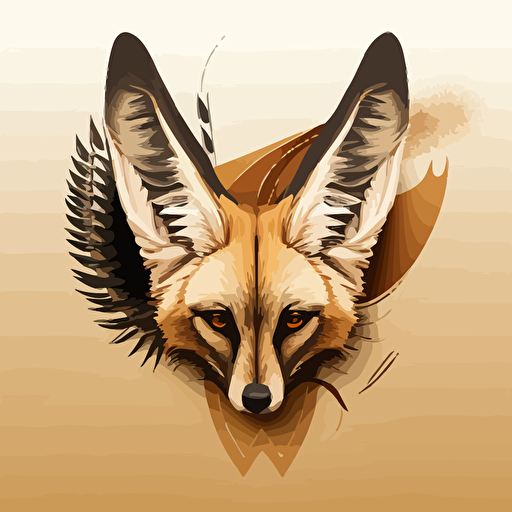 desert fox head, vector art, logo, ears as wings