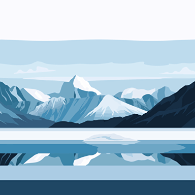 simple vector art, Alaskan glacier scene, beautiful scenery, minimalist