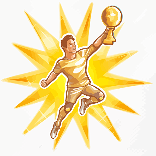 2d vector icon. Soccer ultra supporter holding a golden flare. Transparent background