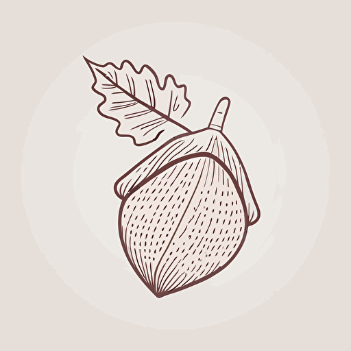 simple flat vector acorn fixedwidth line drawing, minimal design, simple shapes, one colour