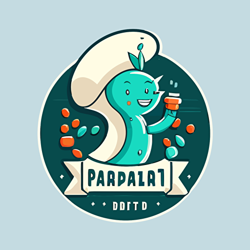 2d pharmacist logo incorporating a pill in the design flat emblem vector cartoon