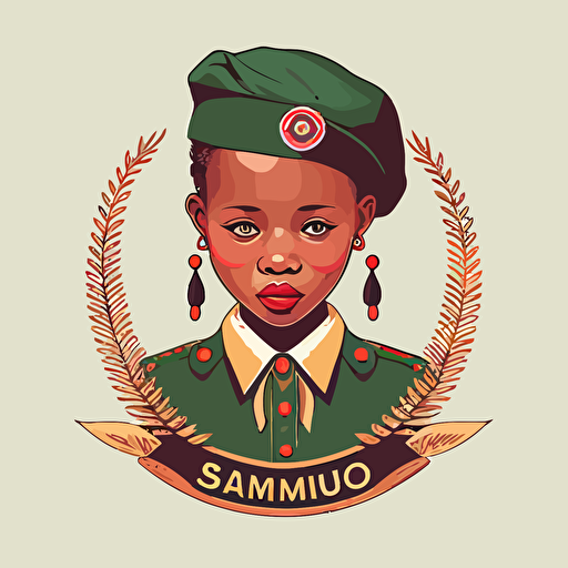logo for ngo in Samburu girl in school uniform samburu beaded colllar dignified smile vector minimalist