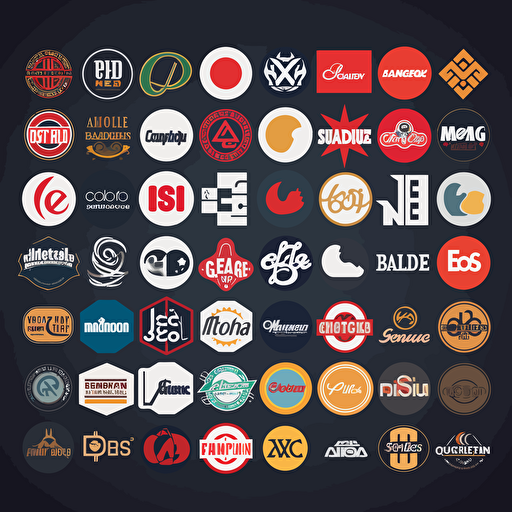 a sheet with the best logos and fonts, modern, vector,