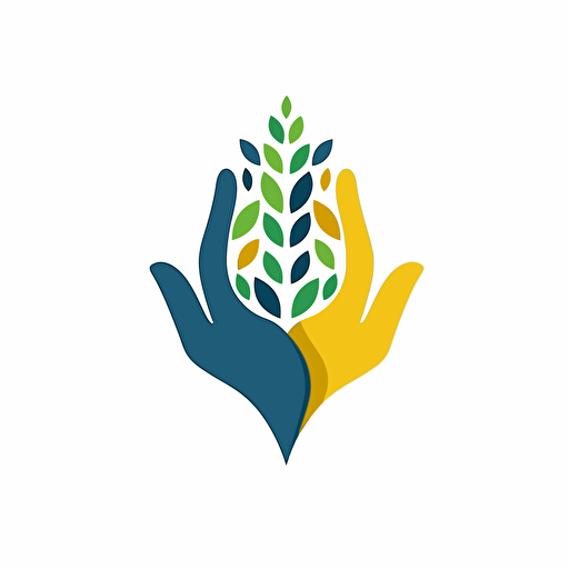 Logo, blue green yellow, medicinal plants, traditional chinese medicine, abstract hands in the form, single herbs, abstract, drop, icon, vector illustration, minimalist illustrator