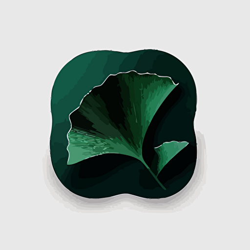 vector logo for Instagram account, very minimalist dark green ginkgo leaf, one color, no surface structure, white background, no text
