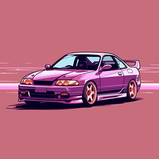 lowered car, vector, advertisement, jdm, highlight purple, limited colors