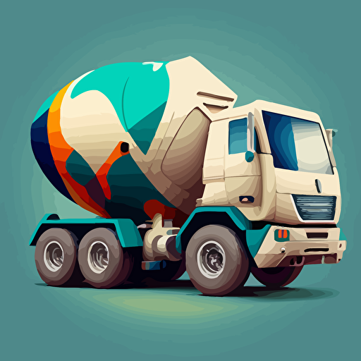 concrete mixer truck, vivd colors, vector