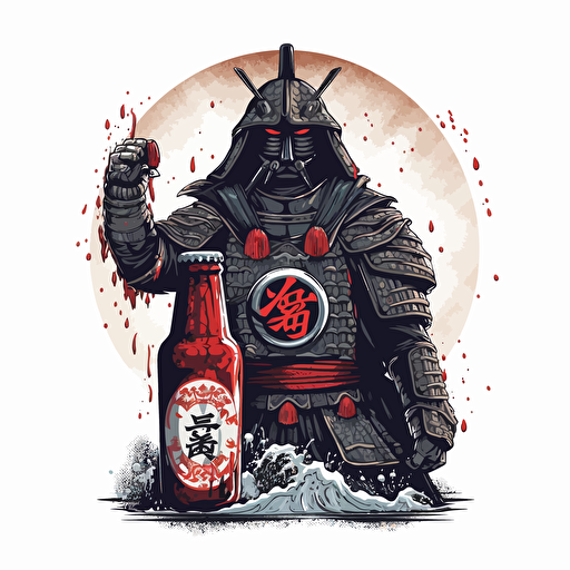 samurai Beer, vector art, white background
