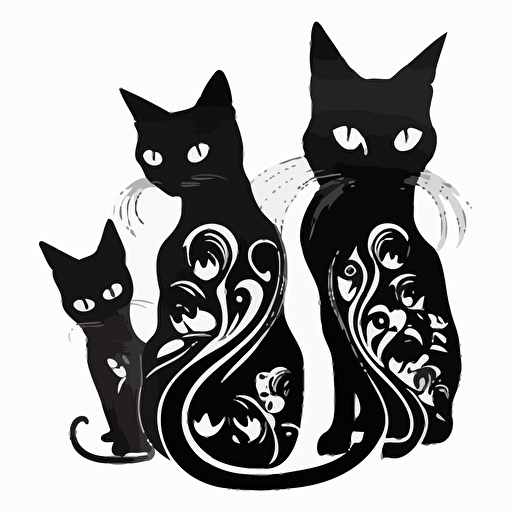 cats, icon, goth, white background, vector