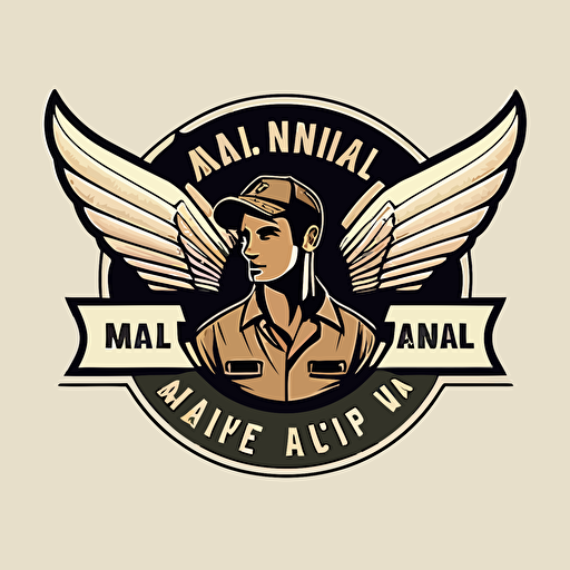 a vector logo, emblem, simple, cartoon, 2d, for a mechanic ship named "an angel on your way"