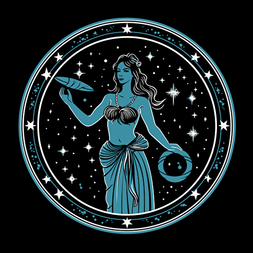 Aquarius water bearer, star sign, vector design, black background