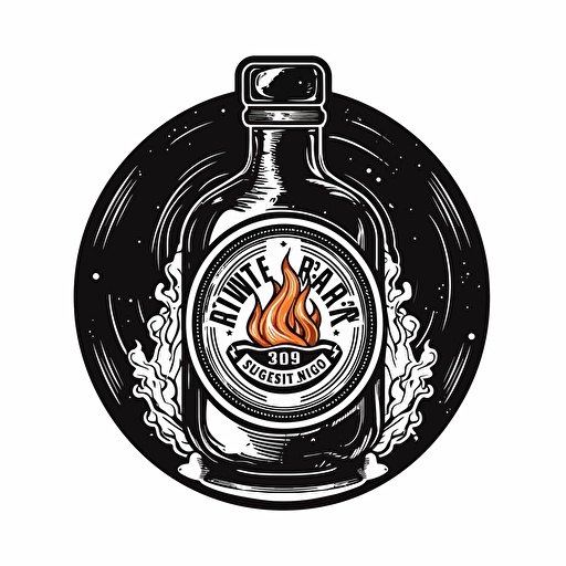 vector round logo sticker a bottle with a flame on the cap elaborate