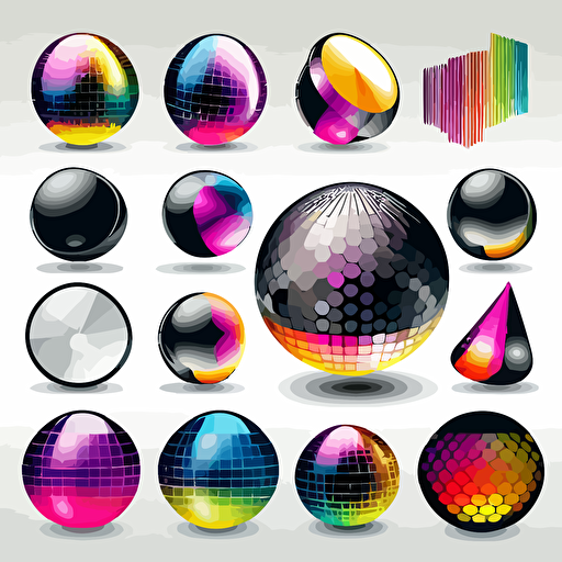 set a blanck white background catalog of disco themed vectors no shadows