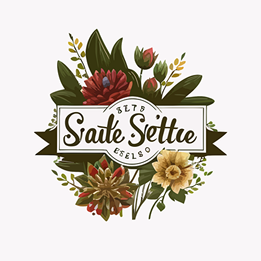 logo flower shop, white background, vector, v