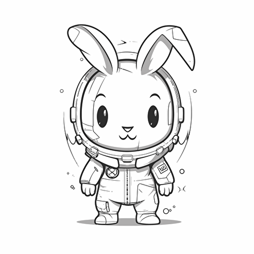 rabbit in an astronaut uniform minimalistic professional logo lineart smiling happy chibi anime vector illustration black and white 2d