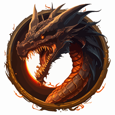 imagine a vector image of a dragon inside of a circle with its tongue piercing the circle