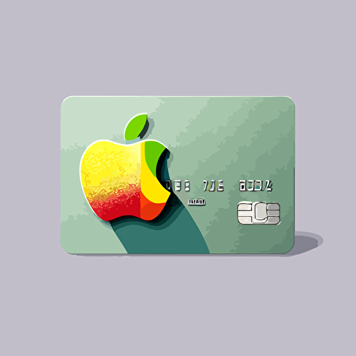 steel apple logo slicing into a credit card, vector, minimalist, three colours, plain background