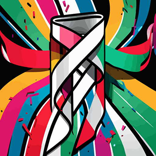 vector illustration of sqare ribbons multi-colored, with hints of bedazzeling 5k in pop art design