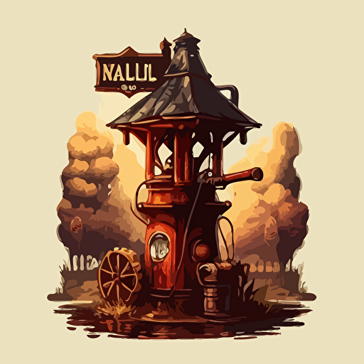 Fire old waterpump vector by Dali, ar 3:2