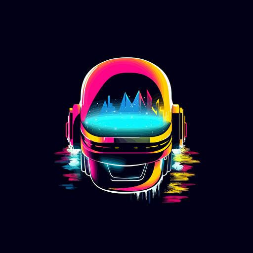 minimalist logo design, neon, powerful, robotic helmet, daft punk, vector, cloud