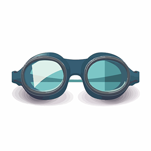 vector drawing of swim goggles, front view, opaque lenses, flat color, retro styling