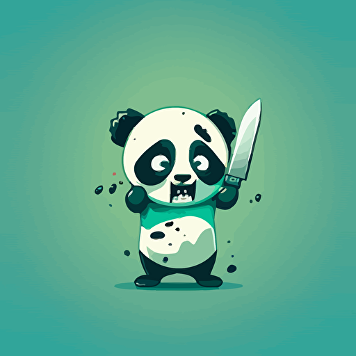 vector illustration, funny panda with knife seems like jeff the killer