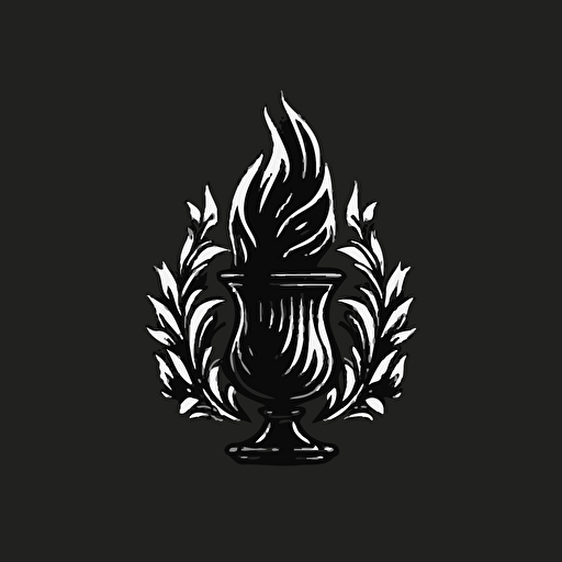 logo for a business of a black votive candle with a black flame. vector, logotype, 2d, high definition, two color, black and white