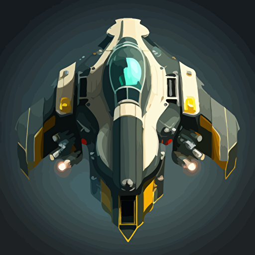 space ship, top-down view, simple, vector