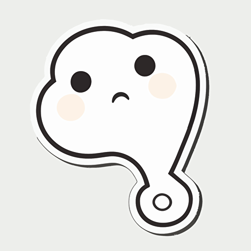 sticker, suprise question mark, kawaii, contour, vector, white