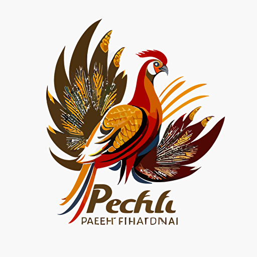 4 color basic detail vector golden pheasant logo white background