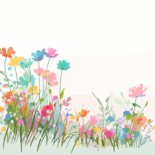 vector art style, flower field, with pastel water color, for mothers day, with copyspace on the side v5 ar 3:2