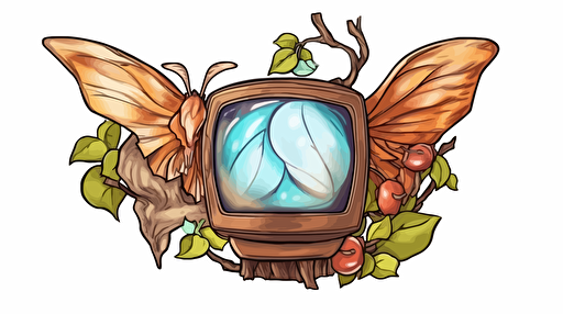 flying TV, Sticker, Adorable, Earthy, Photorealism, Contour, Vector, White Background, Detailed ::